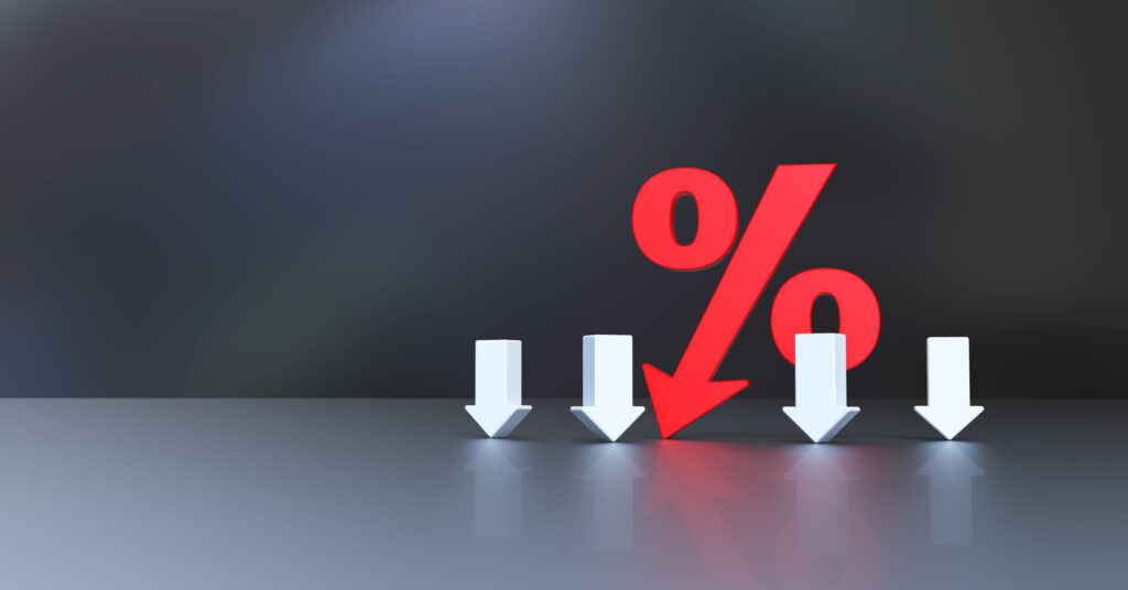 percentage sign moving down