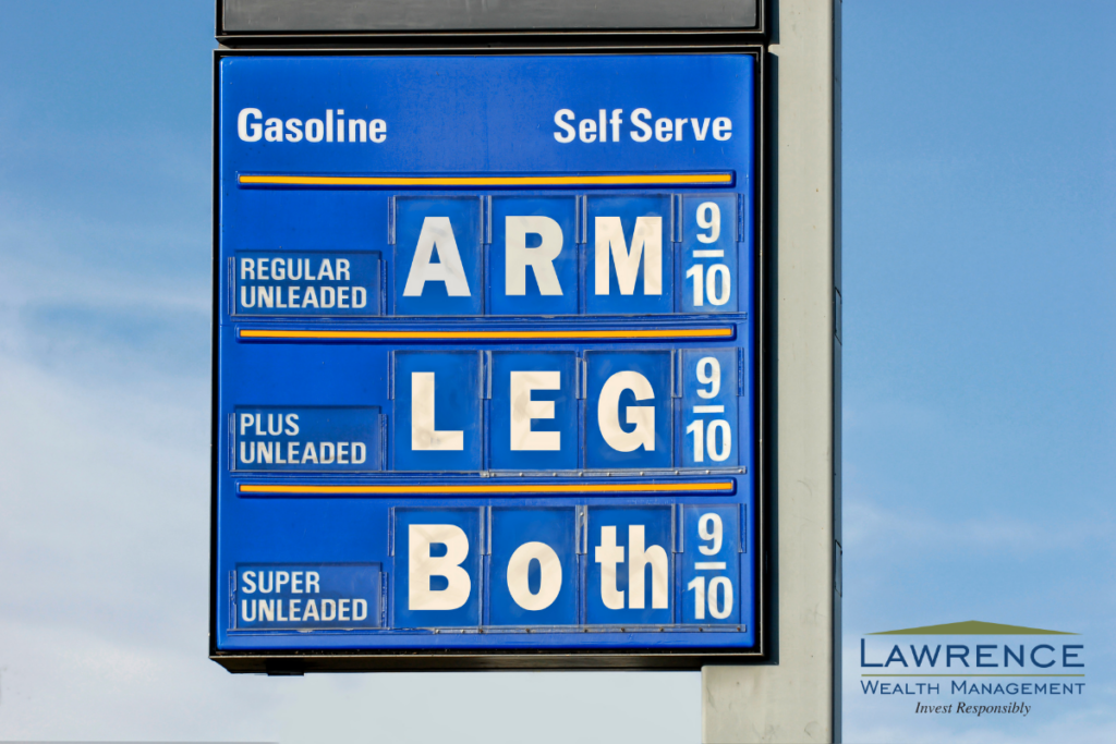 Gas sign, showing for pricing ARM, LEG both